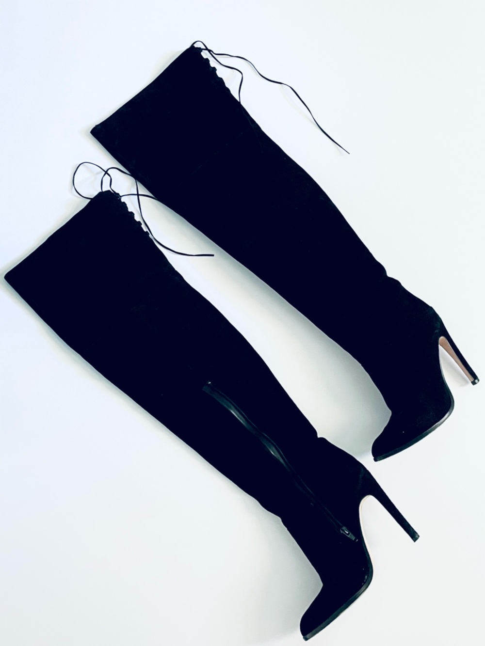 Express Black Over-the-Knee Black Suede Stiletto Boots